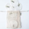 set of reusable cotton make up removing pads and washing bag