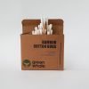 bamboo earbuds in recycled paper packaging
