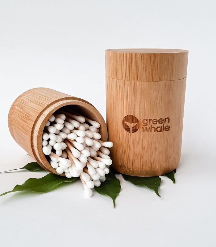 bamboo cotton swabs in bamboo box